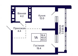 Продается 1-ком. квартира, 43.3 м2, Новосибирск, улица Фрунзе, с1