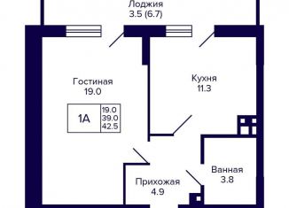 Продам однокомнатную квартиру, 42.5 м2, Новосибирская область, улица Коминтерна, 1с