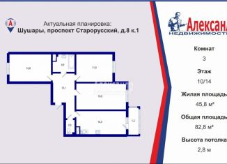 Продам 3-комнатную квартиру, 83 м2, Санкт-Петербург, Старорусский проспект, 8к1
