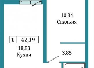 Однокомнатная квартира на продажу, 42.2 м2, Мурино, ЖК Графика, Екатерининская улица, 16/5