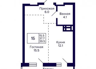 Продажа однокомнатной квартиры, 39.5 м2, Новосибирск, улица Фрунзе, с1