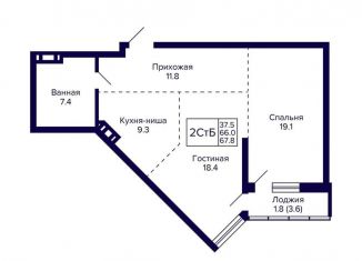Продаю двухкомнатную квартиру, 67.8 м2, Новосибирск, метро Берёзовая роща, улица Фрунзе, с1