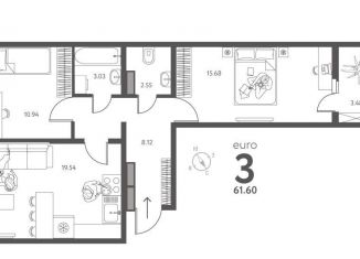Продажа двухкомнатной квартиры, 61.6 м2, Липецкая область