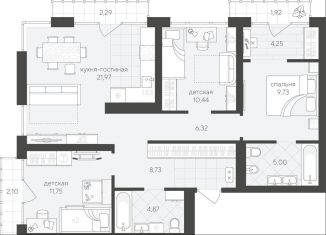 3-ком. квартира на продажу, 89.4 м2, Тюмень, улица Василия Малкова, 12