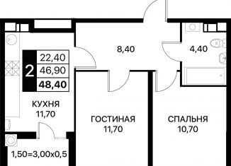 Продам 2-ком. квартиру, 48.4 м2, Ростов-на-Дону