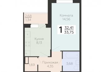 Продается однокомнатная квартира, 33.8 м2, Воронеж, Острогожская улица, 164