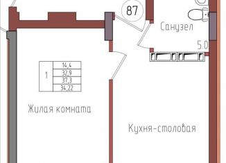 1-ком. квартира на продажу, 34.2 м2, Калининградская область