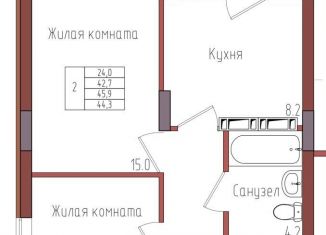 Продажа 2-комнатной квартиры, 44.3 м2, Калининградская область