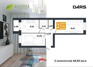 Двухкомнатная квартира на продажу, 48.8 м2, Волгоград, Советский район