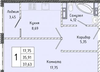 Продам однокомнатную квартиру, 37.6 м2, Крым