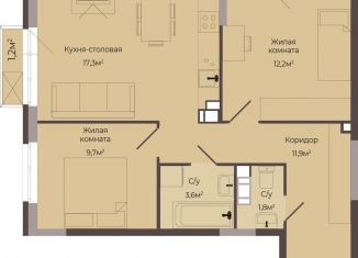 Продаю двухкомнатную квартиру, 57.2 м2, Нижний Новгород