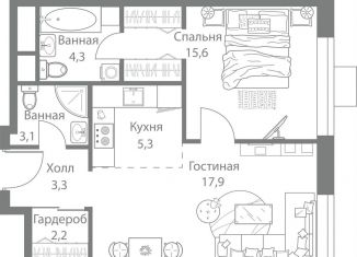Продается двухкомнатная квартира, 51.7 м2, Москва, ЗАО