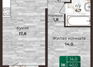 1-ком. квартира на продажу, 41.8 м2, Алтайский край