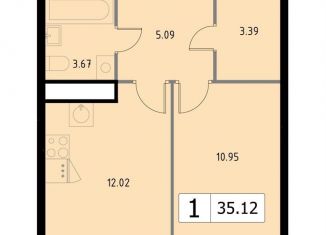 Продам 1-комнатную квартиру, 35.1 м2, Одинцово