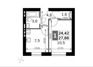 Продажа 1-комнатной квартиры, 41.9 м2, Апрелевка