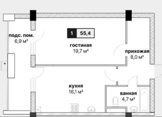 Продажа 1-комнатной квартиры, 55.4 м2, Ставрополь, микрорайон № 2, улица Ленина, 137