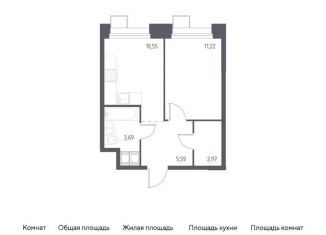 Продам 1-ком. квартиру, 34 м2, Москва, многофункциональный комплекс Тропарево Парк, к2.3