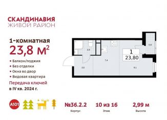 Продается квартира студия, 23.8 м2, поселение Сосенское, жилой комплекс Скандинавия, к36.2.1