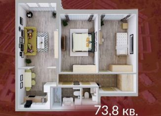 Продается 3-ком. квартира, 73.8 м2, Кемерово, Солнечный бульвар, 22, ЖК Солнечный Бульвар