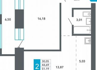2-комнатная квартира на продажу, 47.9 м2, Чита, Нерчинско-Заводская улица, 6/8
