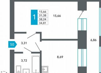 Продам однокомнатную квартиру, 34.8 м2, Чита, Нерчинско-Заводская улица, 6/8