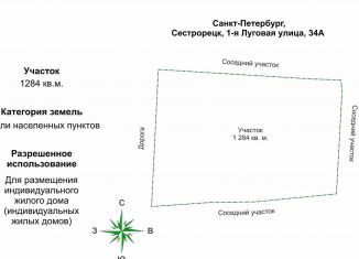 Продам земельный участок, 12.8 сот., Санкт-Петербург, 1-я Луговая улица, 34А
