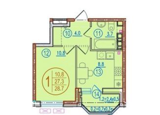 Продаю 1-комнатную квартиру, 28.7 м2, Краснодар, улица Западный Обход, 42к2, ЖК Спортивная деревня