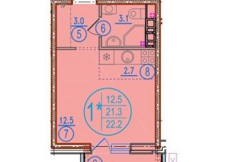Квартира на продажу студия, 22.2 м2, Краснодар, улица Западный Обход, 42к2, ЖК Спортивная деревня