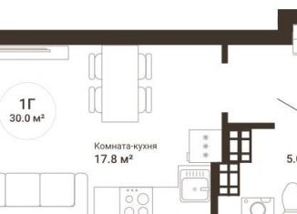 Продам квартиру студию, 30 м2, Свердловская область, 2-я Новосибирская улица, 10