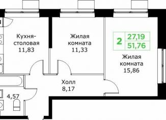 Продам 2-комнатную квартиру, 51.8 м2, Московская область