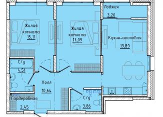 Продаю 2-ком. квартиру, 75.2 м2, Екатеринбург, Машинная улица, 1В/3, ЖК Клевер Парк