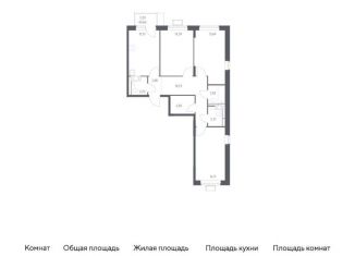 Продам трехкомнатную квартиру, 78.5 м2, Московская область, жилой комплекс Прибрежный Парк, 9.2