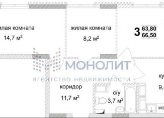 Продаю 3-комнатную квартиру, 66.5 м2, Нижегородская область, Коломенская улица, 8к4
