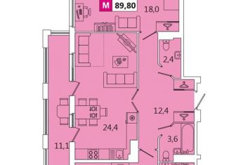 Продается 2-комнатная квартира, 89.8 м2, Санкт-Петербург, Парфёновская улица, 14к1, ЖК Артквартал Аквилон