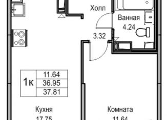 Продам 1-комнатную квартиру, 37.8 м2, Санкт-Петербург, Ивинская улица, 19к1, муниципальный округ Лахта-Ольгино