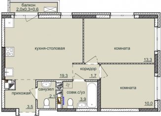 2-комнатная квартира на продажу, 53.8 м2, Ижевск, ЖК Ежевика