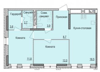 Двухкомнатная квартира на продажу, 61.2 м2, Ижевск, жилой район Культбаза
