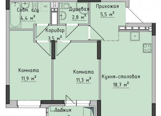 Продаю двухкомнатную квартиру, 58.1 м2, Ижевск, ЖК Холмогоровский