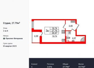 Продажа квартиры студии, 27.8 м2, Санкт-Петербург, жилой комплекс Солнечный Город, 19, ЖК Солнечный Город
