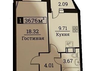 1-ком. квартира на продажу, 36 м2, Мурино, улица Шувалова, 44, ЖК Цвета радуги