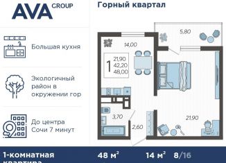 Продам 1-комнатную квартиру, 48 м2, село Раздольное