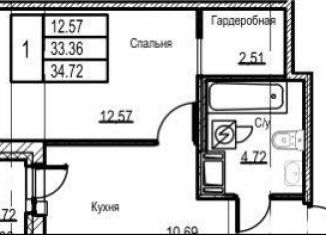 Продается однокомнатная квартира, 34.7 м2, Кудрово, Дубовая улица, 2, ЖК Капитал