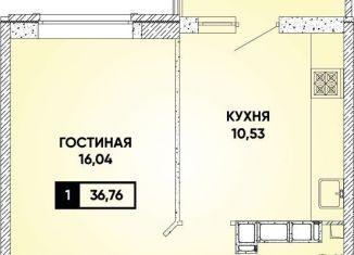 1-комнатная квартира на продажу, 36.8 м2, Краснодар, микрорайон Достояние