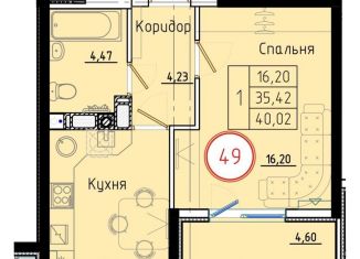 1-комнатная квартира на продажу, 40.9 м2, Краснодарский край