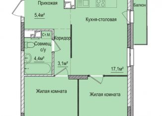 Продается двухкомнатная квартира, 52.1 м2, Ижевск, Зелёная улица, 60к2, Ленинский район