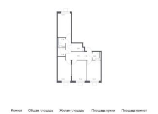 Продается трехкомнатная квартира, 77.8 м2, Московская область, жилой комплекс Томилино Парк, к5.4
