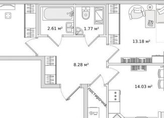 2-комнатная квартира на продажу, 55 м2, Мурино, ЖК Северный, улица Шоссе в Лаврики, 64к2