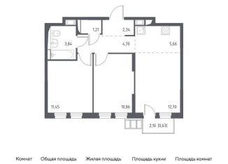 Продается двухкомнатная квартира, 53.2 м2, Ленинский городской округ, жилой комплекс Горки Парк, к1.2