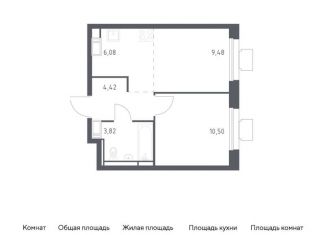 Продам 1-комнатную квартиру, 34.3 м2, Московская область, жилой комплекс Томилино Парк, к5.4