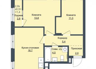 Продается 2-комнатная квартира, 55.7 м2, Ижевск, ЖК Истории